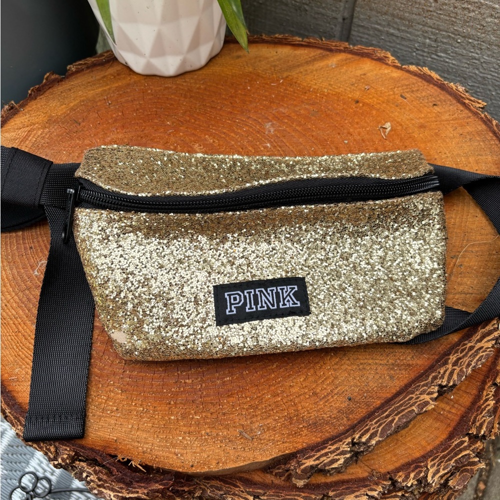 PINK Victoria's Secret Gold Glitter Fanny Pack